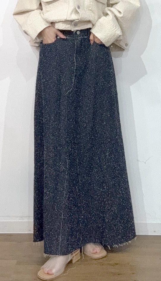 【PRIORITY | Pre-Order '27 Spring Collection】ブークレデニムマキシスカート P71071KR/1月末より発送予定