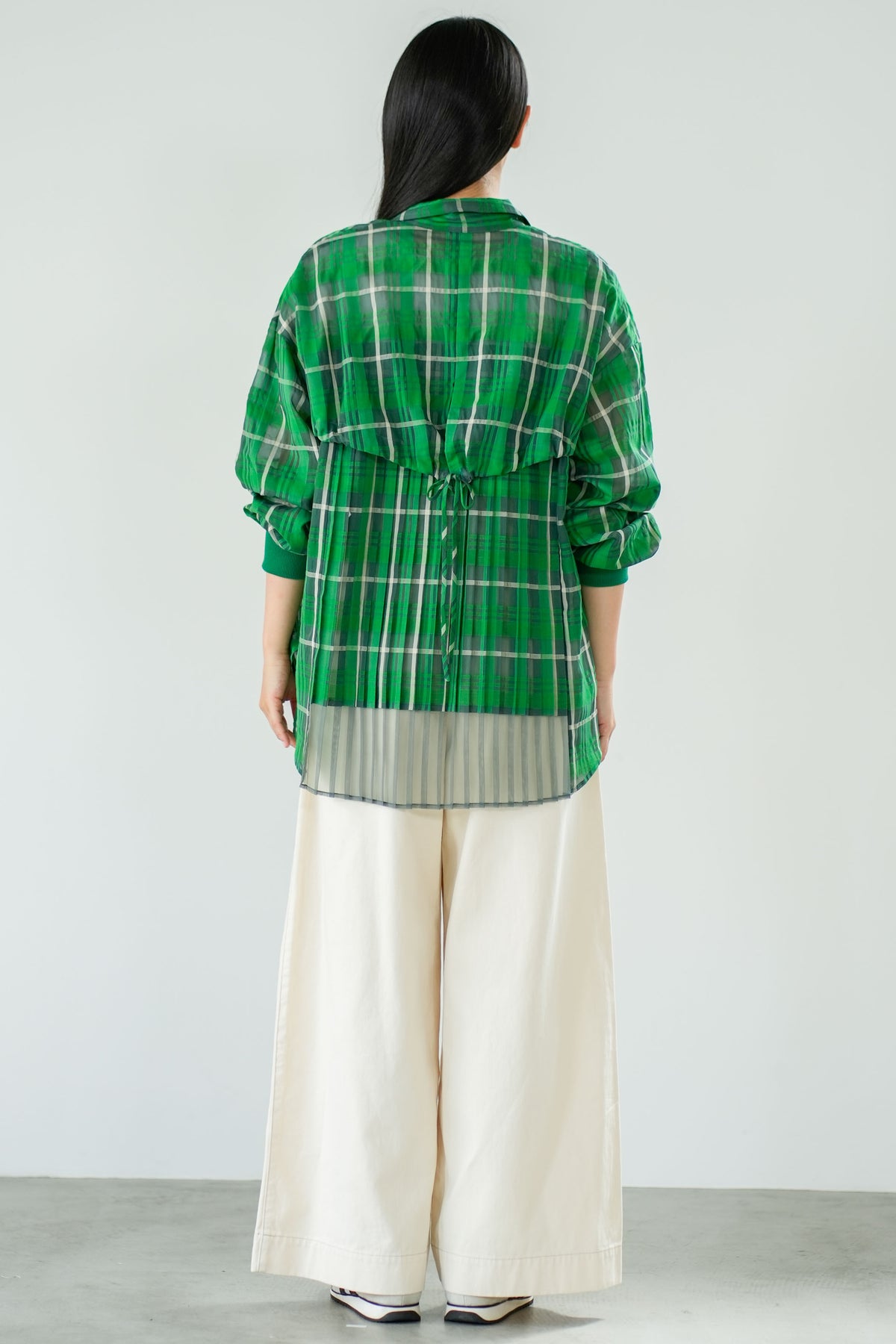 【Lallia Mu】 バックプリーツレイヤードチェックシャツ 2711609/3月上旬~3月中旬発送予定
