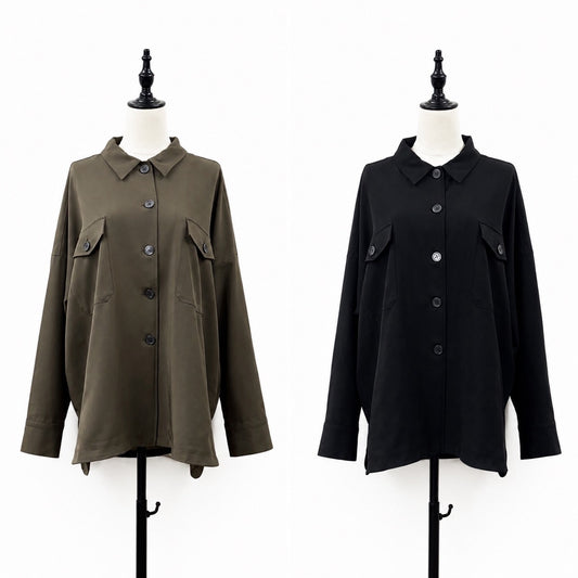 【siro de la bonte| '27 Spring Collection】 stretch linen like twill shirt jacket R713305／２月上旬から２月下旬発送予定