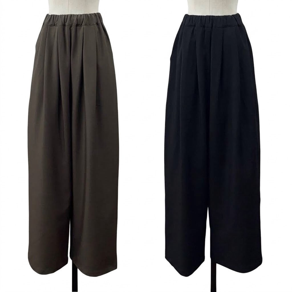 【siro de la bonte| '27 Spring Collection】 stretch linen like twill tuck easy pants R713306／２月上旬から２月下旬発送予定