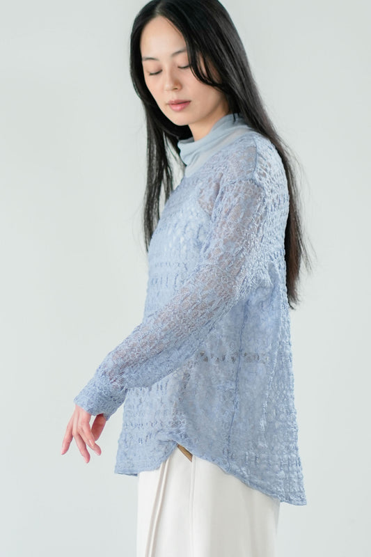 【Lallia Mu】 ラッセルレースニットソー 2711532／2月上旬～2月中旬発送予定