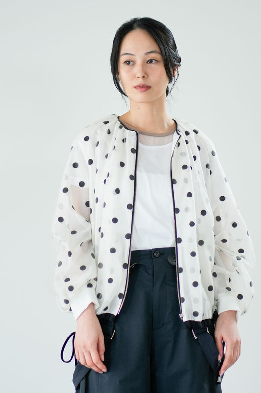 【Lallia Mu】 メッシュドットブルゾン 2711226／3月上旬～3月中旬発送予定