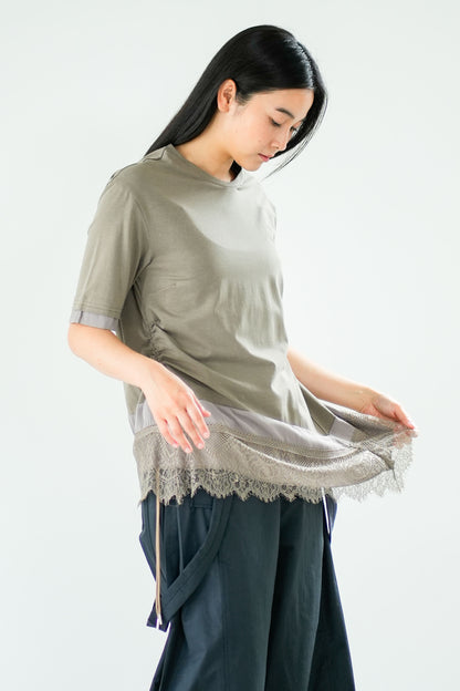 【Lallia Mu】 レースヘムカットソー 2711537／2月上旬～2月中旬発送予定