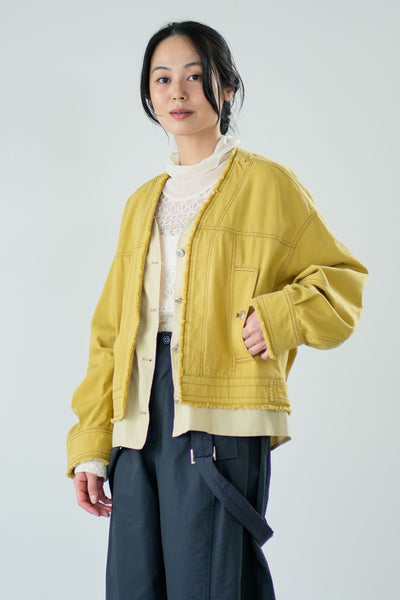 【Lallia Mu】 デニムフリンジジャケット 2711223／3月上旬～3月中旬発送予定