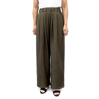 【siro de la bonte| '27 Spring Collection】 stretch linen like twill tuck easy pants R713306／２月上旬から２月下旬発送予定
