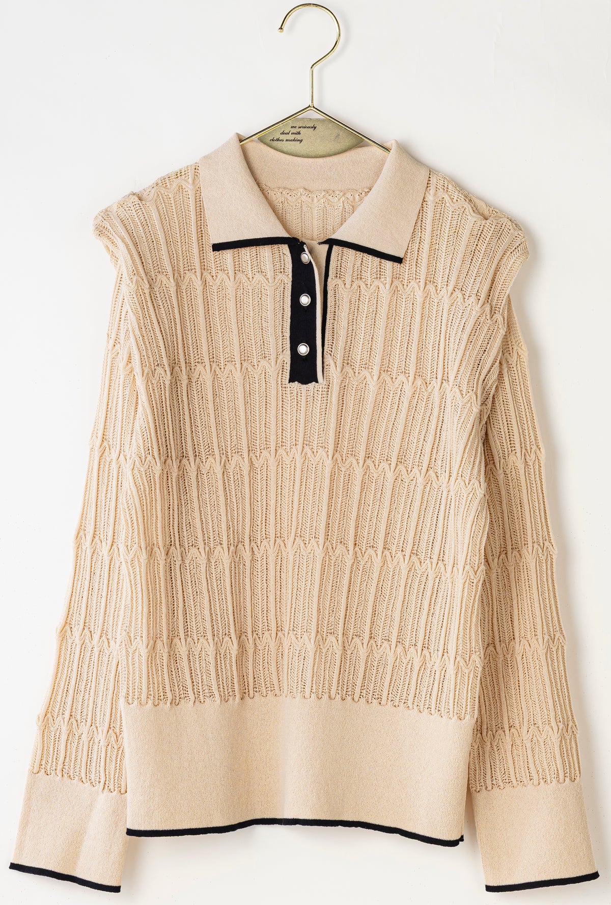 【Lallia Mu】 ロングスリーブメッシュニットポロ 2711452／2月上旬～2月中旬発送予定