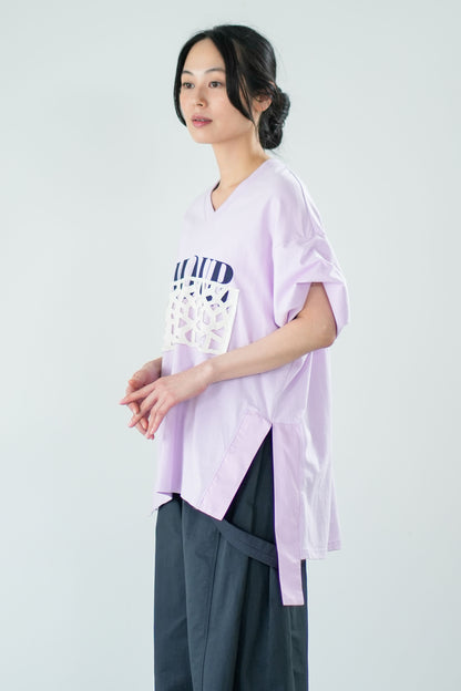 【Lallia Mu】 レースドッキングロゴカットソー 2711535／3月上旬～3月中旬発送予定