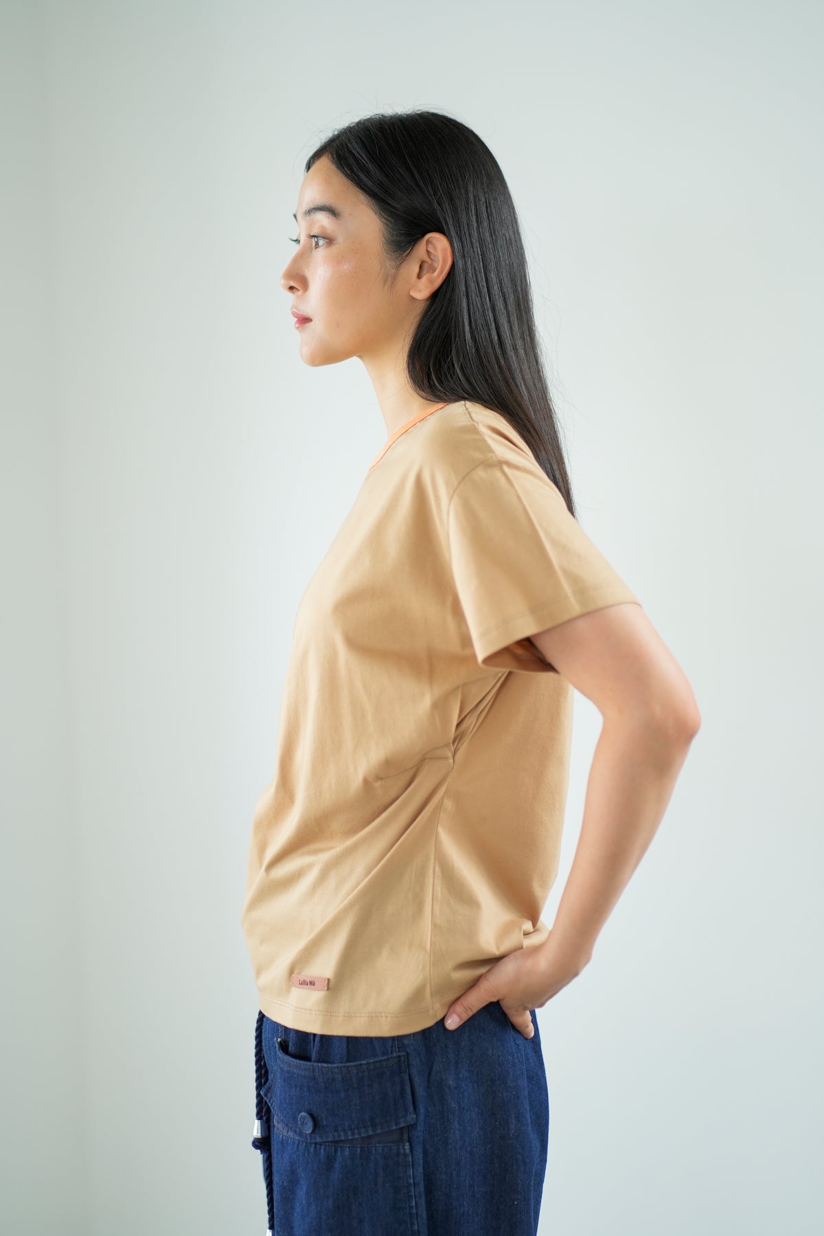 【Lallia Mu】 オーガンジーネックバイカラーカットソー 2711534／3月上旬～3月中旬発送予定