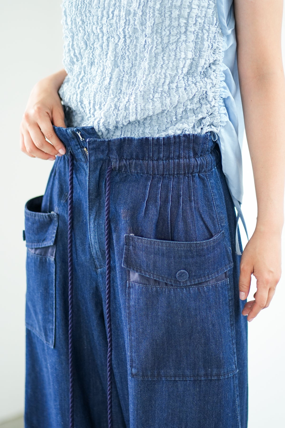 【Lallia Mu】ギャザーウエストワイドデニム 2711799／2月上旬～2月中旬発送予定