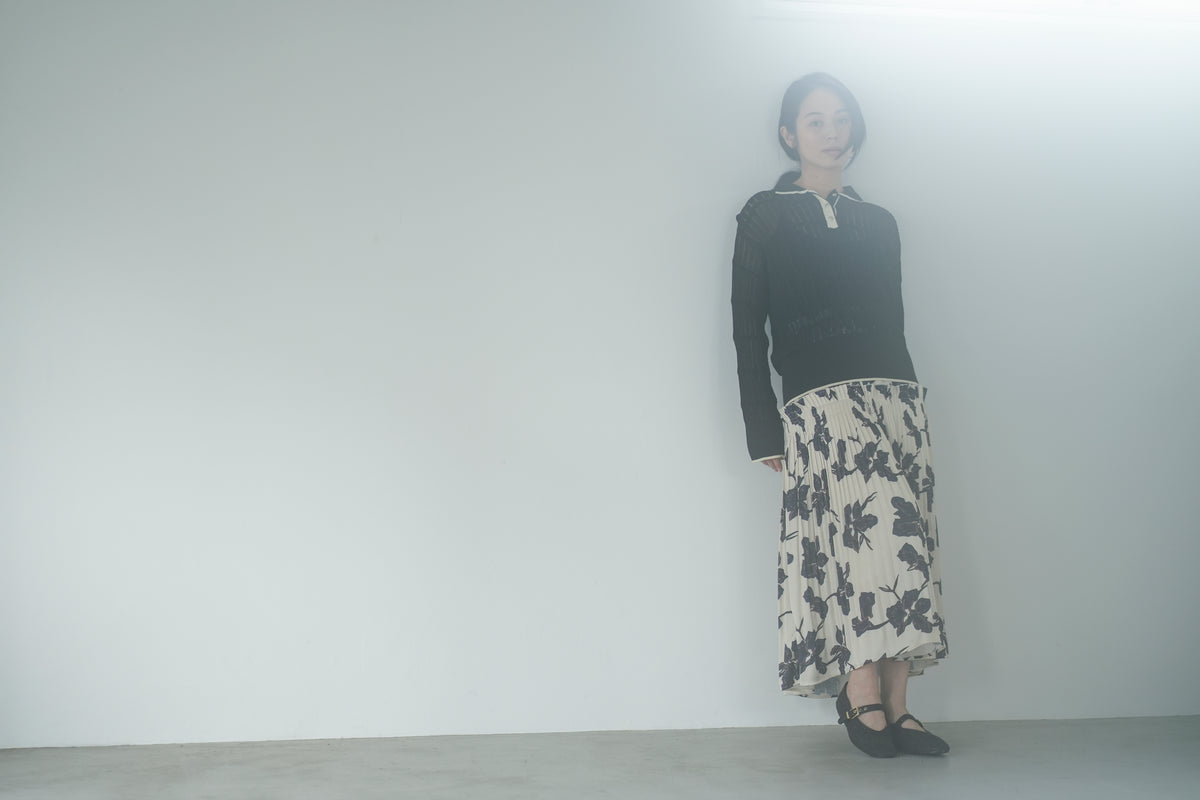 【Lallia Mu】 ロングスリーブメッシュニットポロ 2711452／2月上旬～2月中旬発送予定