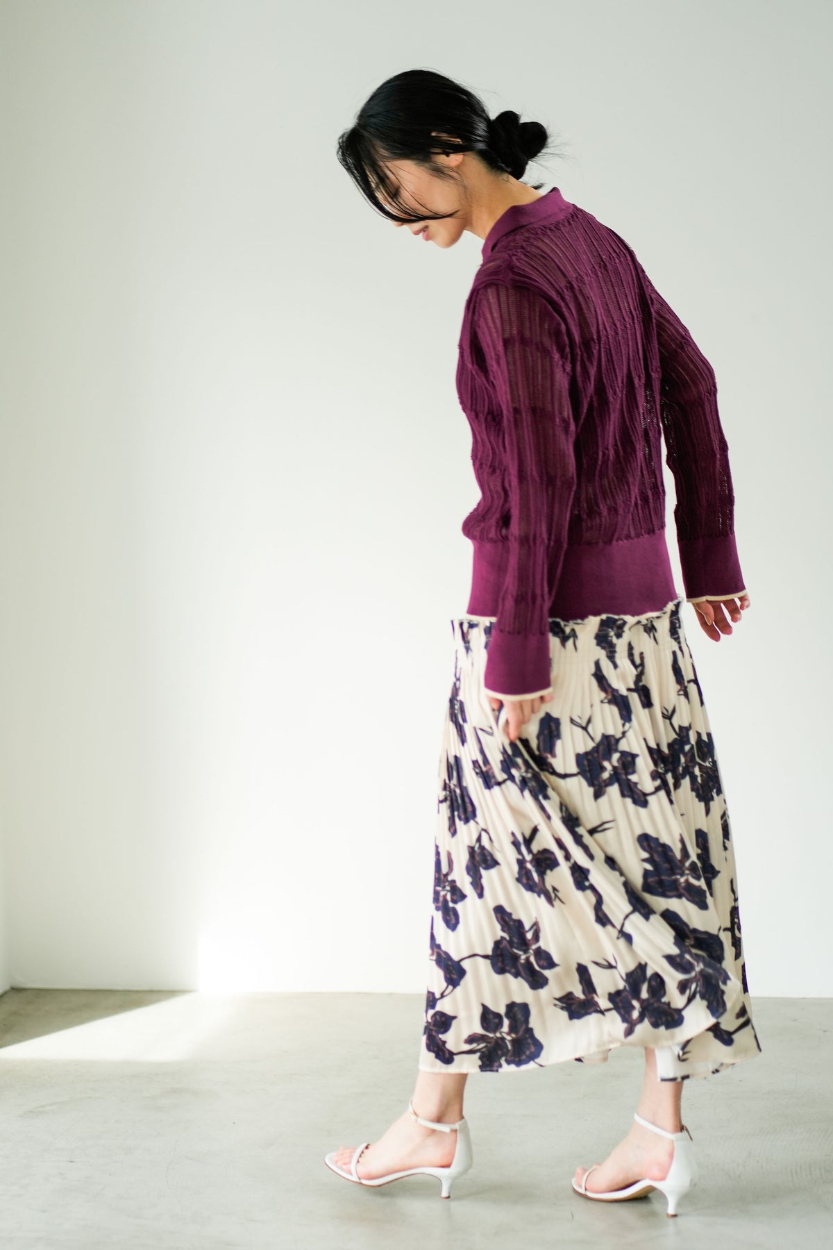 【Lallia Mu】 ロングスリーブメッシュニットポロ 2711452／2月上旬～2月中旬発送予定