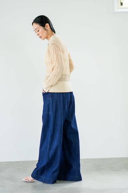 【Lallia Mu】 ロングスリーブメッシュニットポロ 2711452／2月上旬～2月中旬発送予定