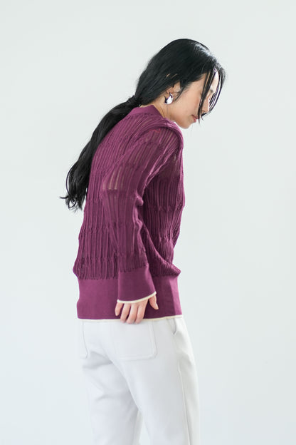 【Lallia Mu】 ロングスリーブメッシュニットポロ 2711452／2月上旬～2月中旬発送予定