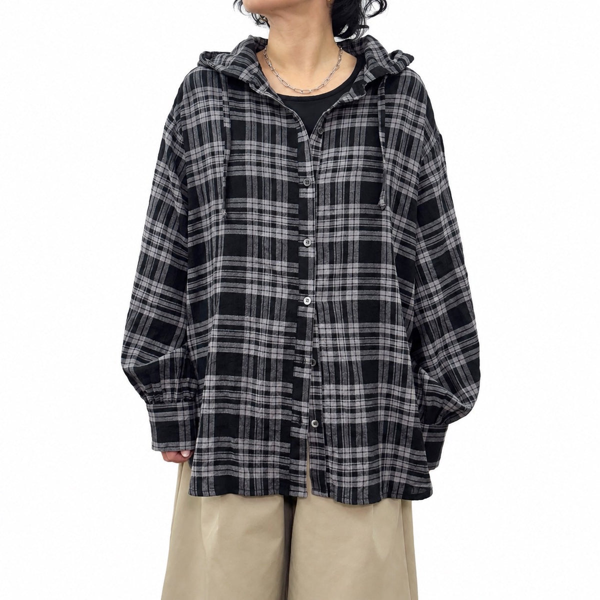【siro de la bonte| '27 Spring Collection】crinkle check foody shirt R713311／２月上旬から3月中旬発送予定