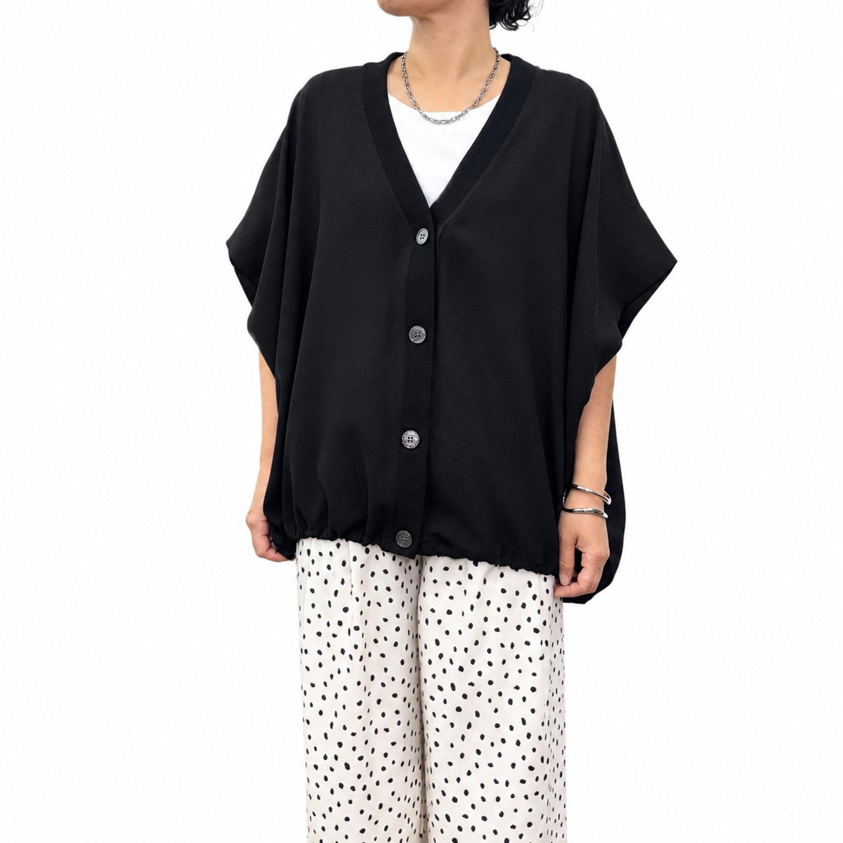 【siro de la bonte| '27 Spring Collection】linen like hightwist tuck sleeve cardigan R713321／３月上旬から3月下旬発送予定