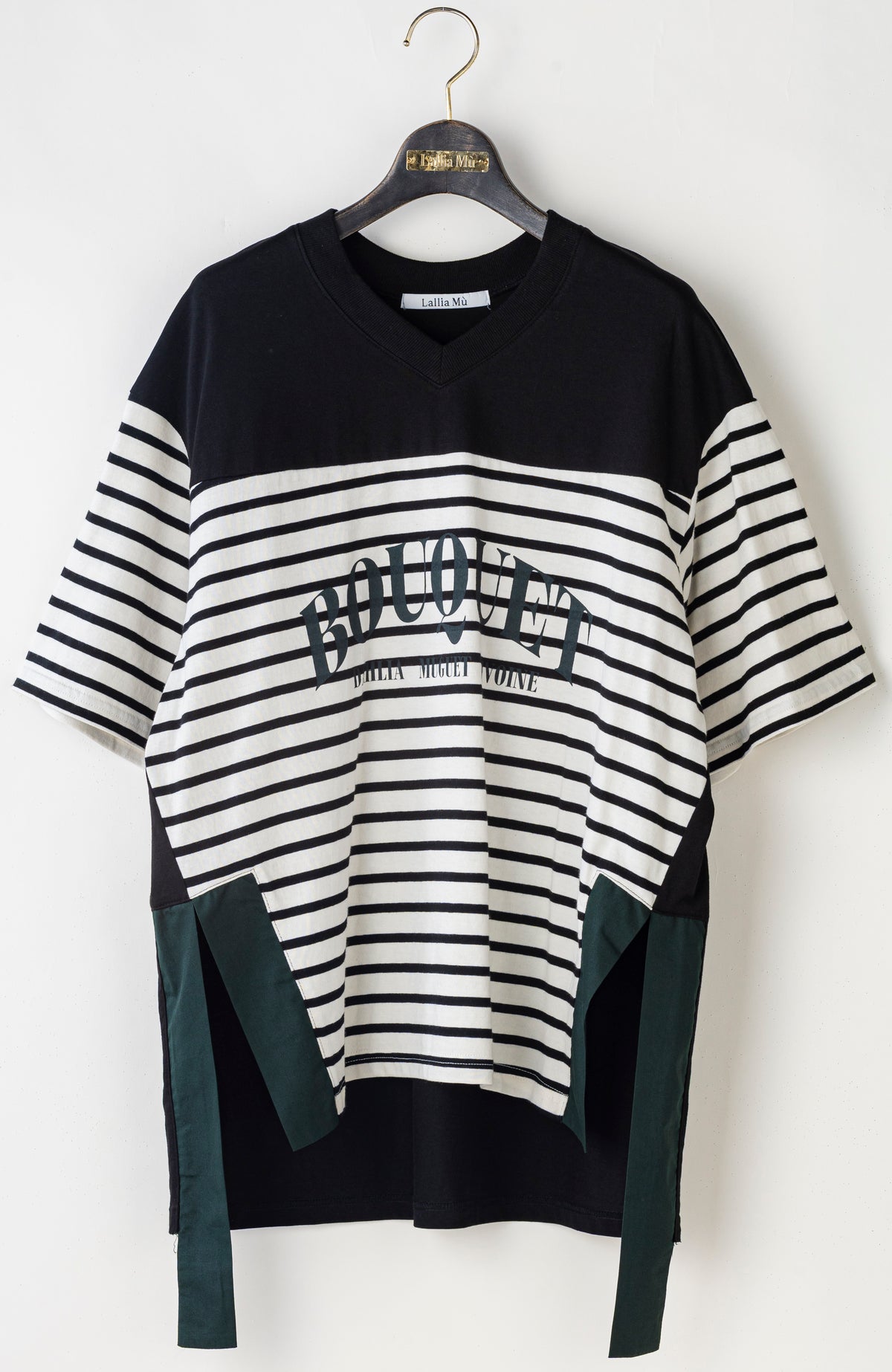 【Lallia Mu】 VネックボーダービックTシャツ 2711536／3月上旬～3月中旬発送予定