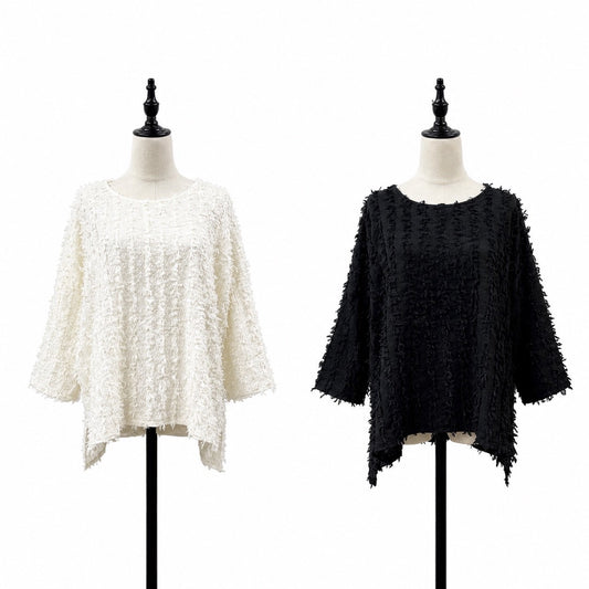 【siro de la bonte| '27 Spring Collection】 fringe Jacquard wide pullover R713208／２月上旬から3月上旬発送予定