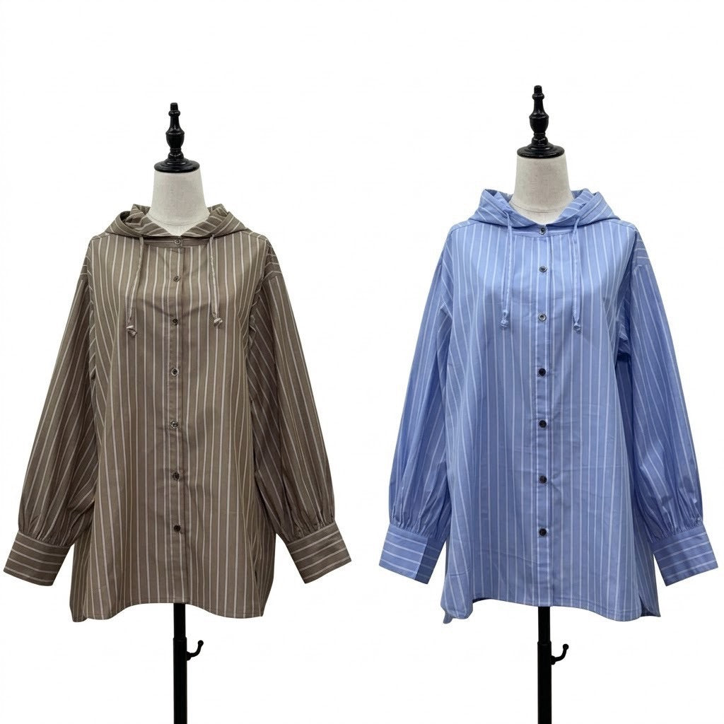 【siro de la bonte| '27 Spring Collection】stripe broad foody shirt R713312／２月上旬から3月中旬発送予定