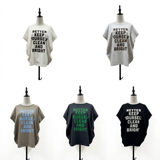 【siro de la bonte| '27 Spring Collection】30/-highgauge cotton message　tuck Ｔshirt R713222／３月下旬から４月中旬発送予定
