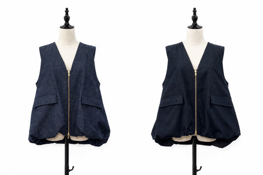 【siro de la bonte| '27 Spring Collection】 soft denim balloon Vneck vest R713309／２月上旬から3月上旬発送予定