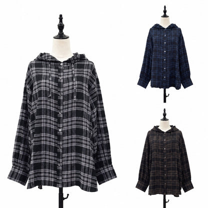 【siro de la bonte| '27 Spring Collection】crinkle check foody shirt R713311／２月上旬から3月中旬発送予定