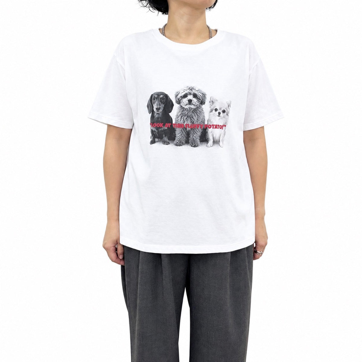 【siro de la bonte| '27 Spring Collection】soft cotton dog or cat Tshirt(レディースサイズ） R713224／３月下旬から４月中旬発送予定