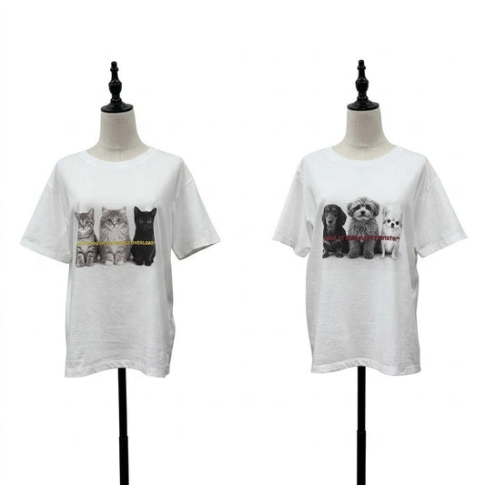 【siro de la bonte| '27 Spring Collection】soft cotton dog or cat Tshirt(レディースサイズ） R713224／３月下旬から４月中旬発送予定