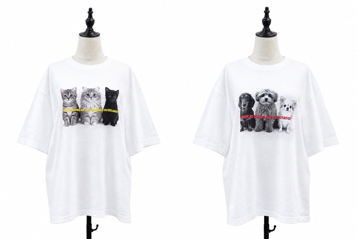 【siro de la bonte| '27 Spring Collection】soft cotton dog or cat Tshirt(ユニセックス） R713227／３月下旬から４月中旬発送予定
