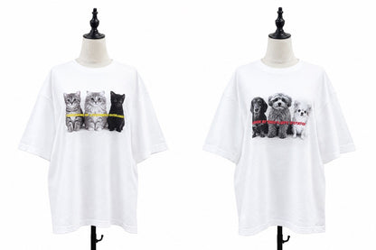 【siro de la bonte| '27 Spring Collection】soft cotton dog or cat Tshirt(ユニセックス） R713227／３月下旬から４月中旬発送予定