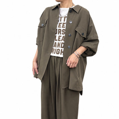 【siro de la bonte| '27 Spring Collection】 stretch linen like twill shirt jacket R713305／２月上旬から２月下旬発送予定