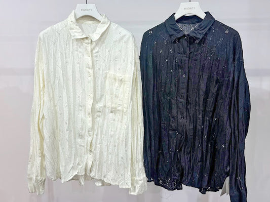 【PRIORITY | Pre-Order '27 Spring Collection】クリンクルレースシャツ P71004JT／1月中旬より発送予定