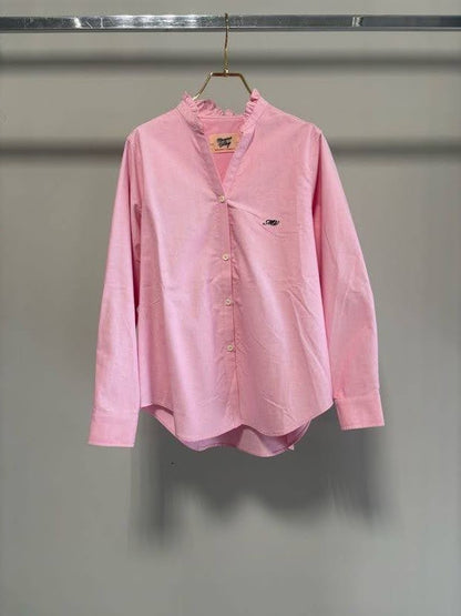 【MARGAUX VINTAGE | '27 Spring Collection】 オックスフォードフリルシャツ   BL 27013／1月中旬から2月中旬発送予定