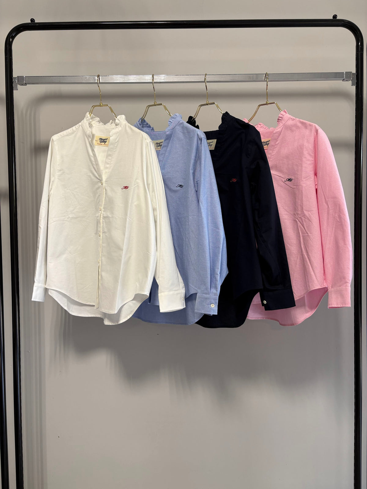 【MARGAUX VINTAGE | '27 Spring Collection】 オックスフォードフリルシャツ   BL 27013／1月中旬から2月中旬発送予定