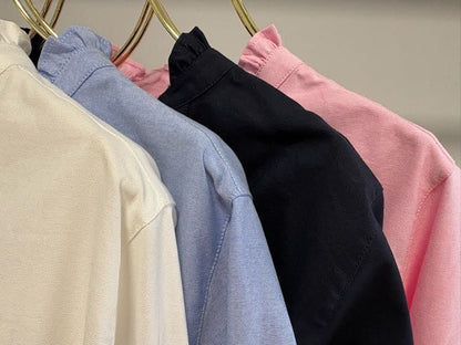 【MARGAUX VINTAGE | '27 Spring Collection】 オックスフォードフリルシャツ   BL 27013／1月中旬から2月中旬発送予定