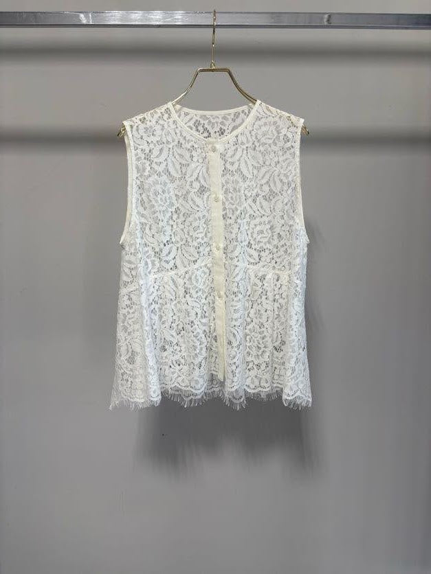 【MARGAUX VINTAGE | '27 Spring Collection】 総レースノースリーブベスト   BL 27024／3月上旬から4月上旬発送予定