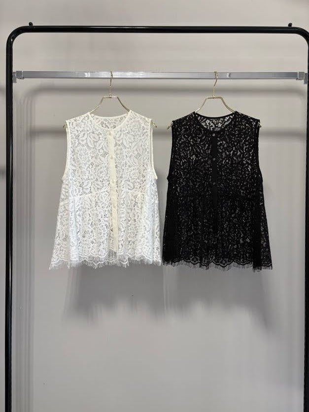 【MARGAUX VINTAGE | '27 Spring Collection】 総レースノースリーブベスト   BL 27024／3月上旬から4月上旬発送予定