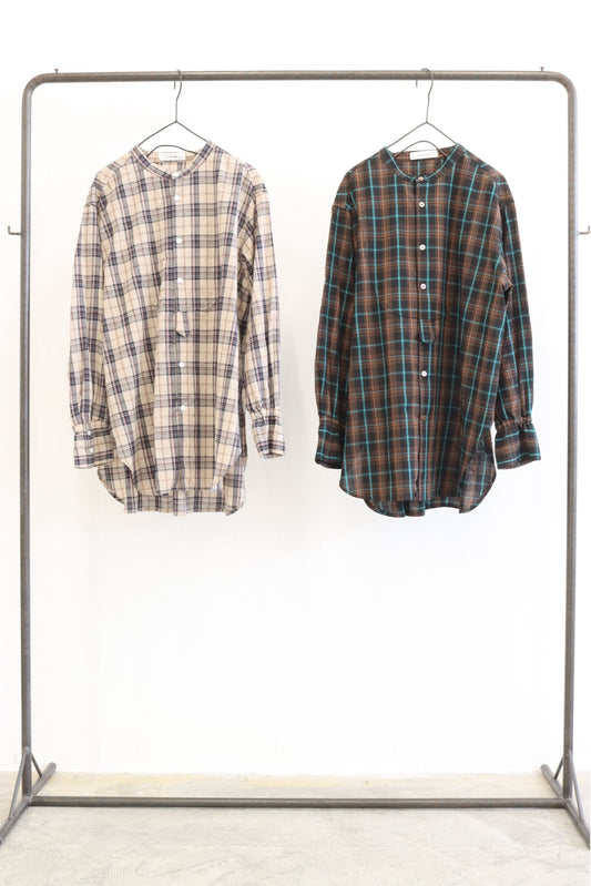【LE MELANGE| '27 Spring Collection】MADRAS CHCKバンドカラーシャツ 8713205／２月中旬から３月上旬発送予定
