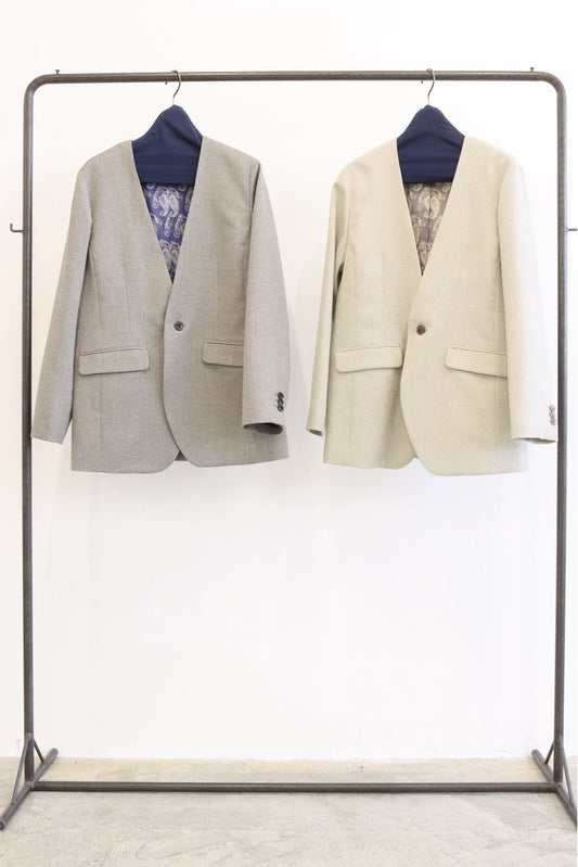 【LE MELANGE| '27 Spring Collection】SLUB MELANGE TWILL ノーカラージャケット 8713803／２月上旬から２月下旬発送予定