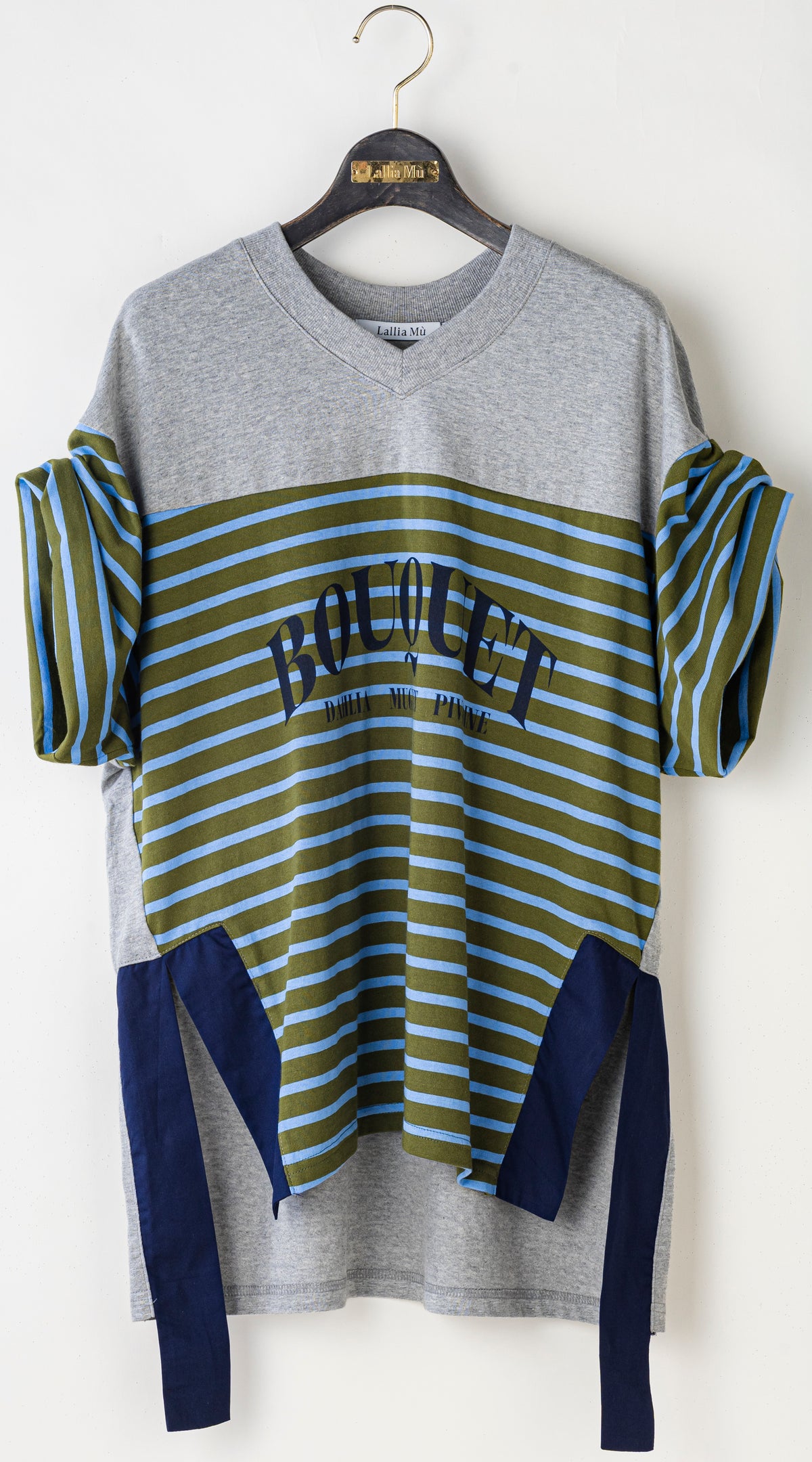 【Lallia Mu】 VネックボーダービックTシャツ 2711536／3月上旬～3月中旬発送予定