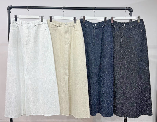 【PRIORITY | Pre-Order '27 Spring Collection】ブークレデニムマキシスカート P71071KR／1月末より発送予定
