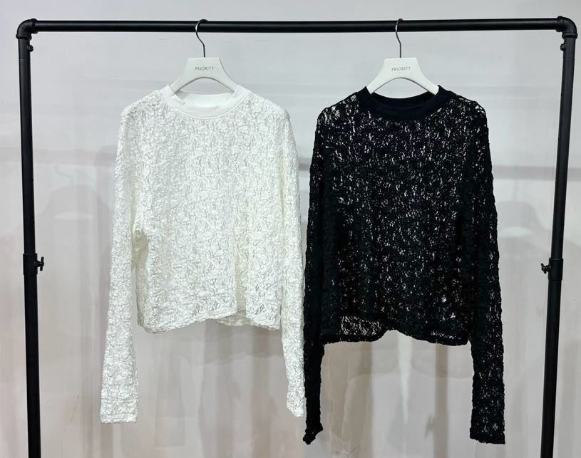 【PRIORITY | '27 Spring Collection】 コットンレース ロンT P71112BF／１月下旬から２月下旬発送予定