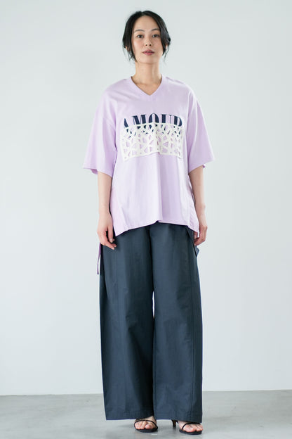 【Lallia Mu】 レースドッキングロゴカットソー 2711535／3月上旬～3月中旬発送予定