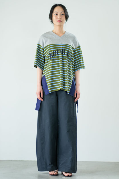 【Lallia Mu】 VネックボーダービックTシャツ 2711536／3月上旬～3月中旬発送予定