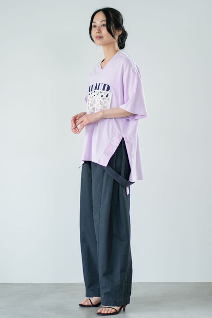 【Lallia Mu】 レースドッキングロゴカットソー 2711535／3月上旬～3月中旬発送予定