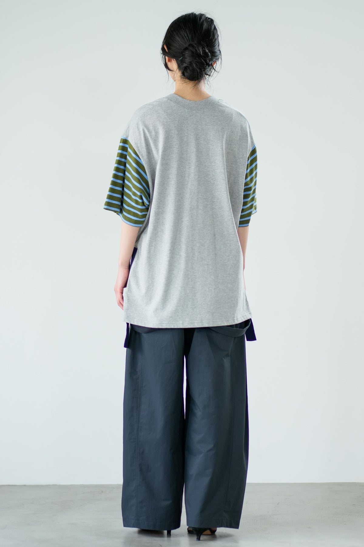 【Lallia Mu】 VネックボーダービックTシャツ 2711536／3月上旬～3月中旬発送予定