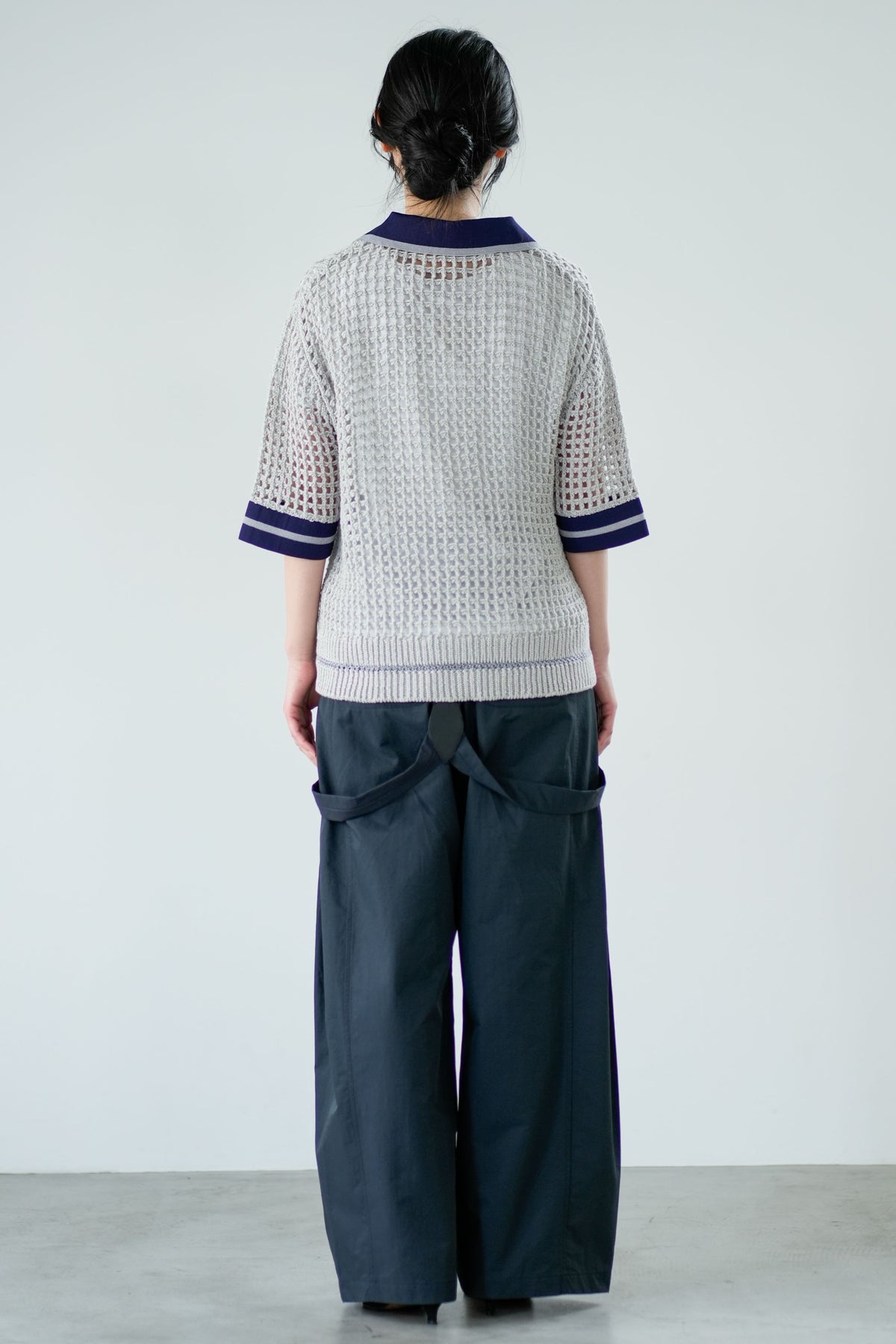 【Lallia Mu】 フィッシュネットニットポロ 2711461／3月上旬～3月中旬発送予定