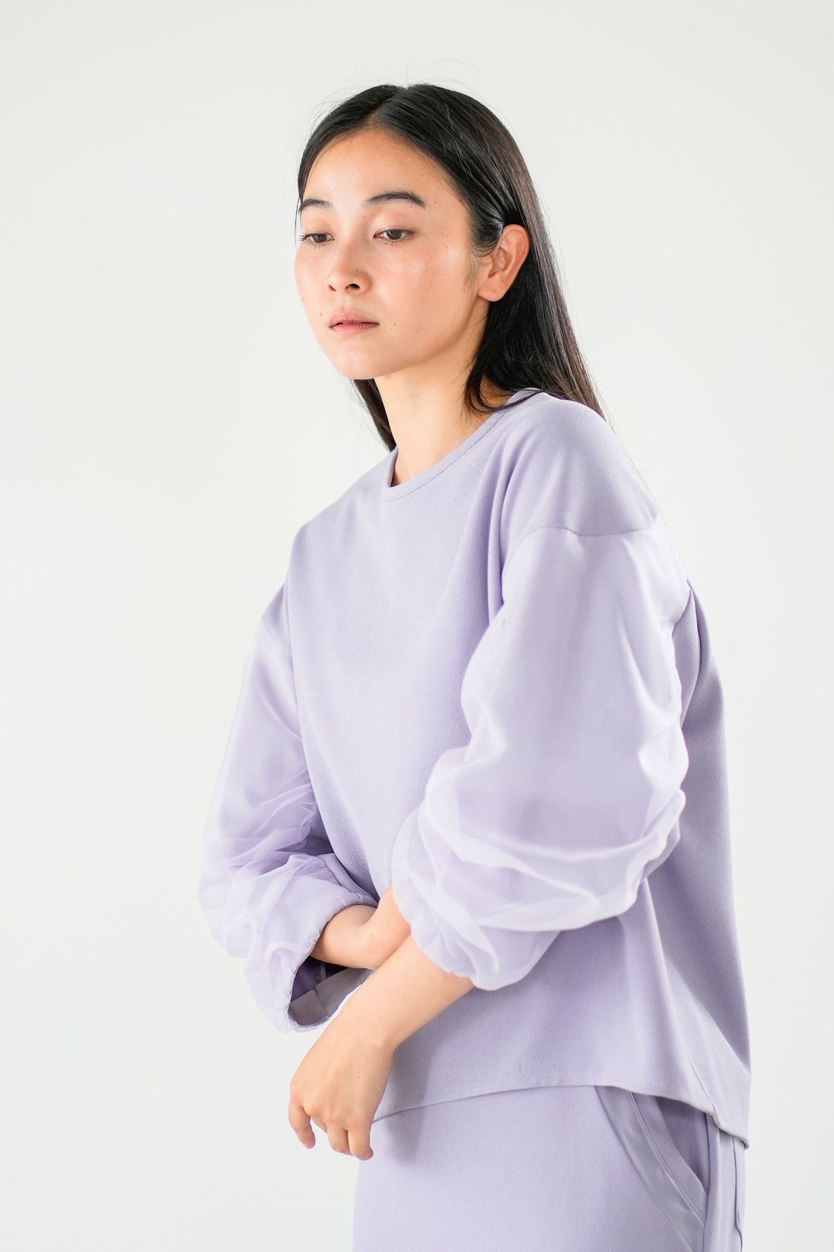 【Lallia Mu】シアースリーブジャージープルオーバー 2711617／2月上旬～2月中旬発送予定